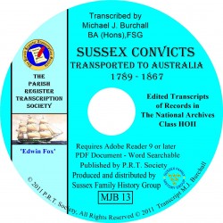 Sussex Convicts Transported to Australia 1789-1867 